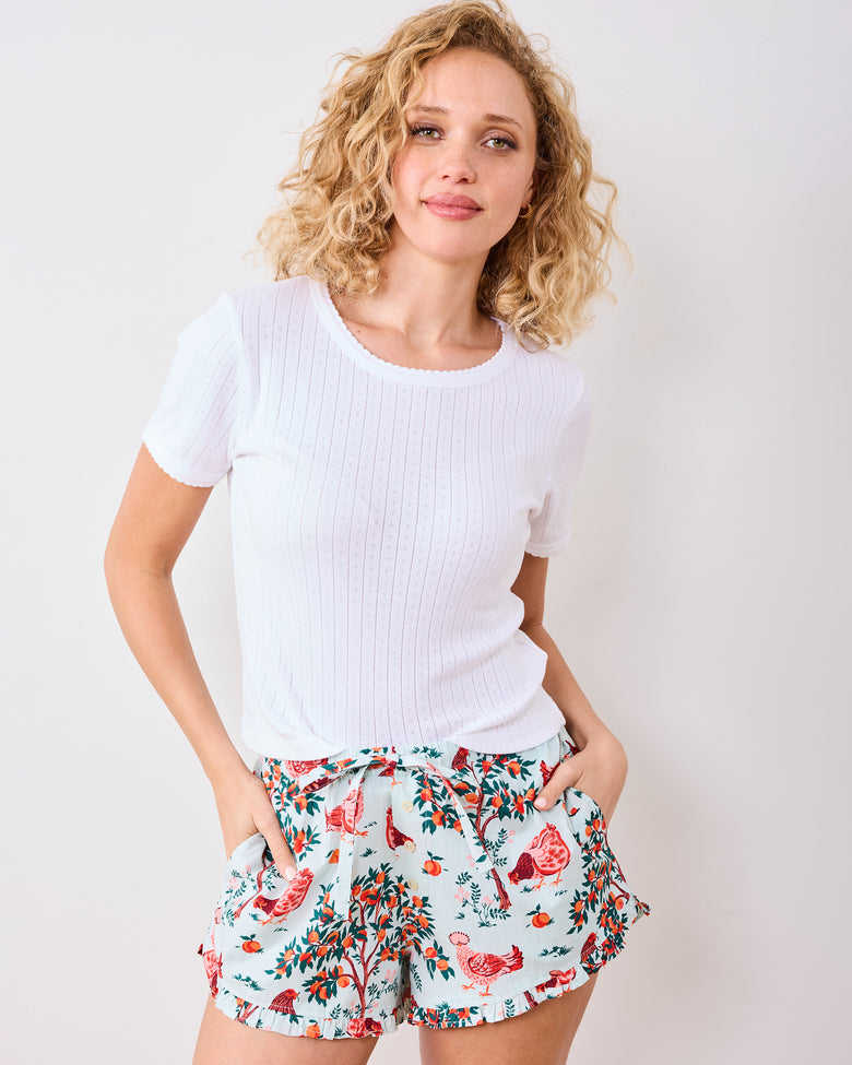 Hen House - Ruffle Shorts - Soft Blue - Printfresh