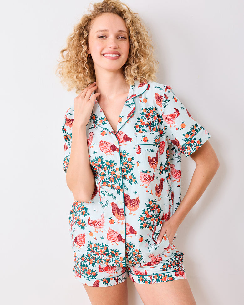 Hen House - Short PJ Set - Soft Blue - Printfresh