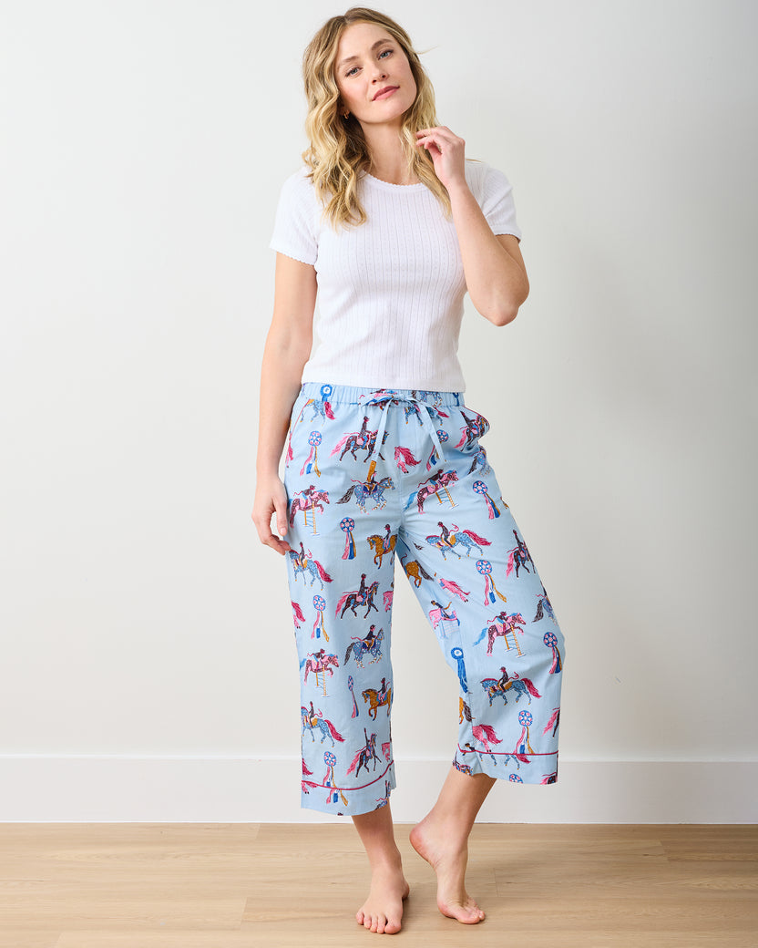 Horse Show - Cropped PJ Pants - Blue Ribbon - Printfresh