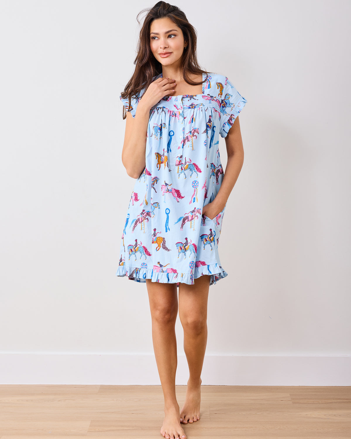 Horse Show - Pintuck Nightgown - Blue Ribbon - Printfresh