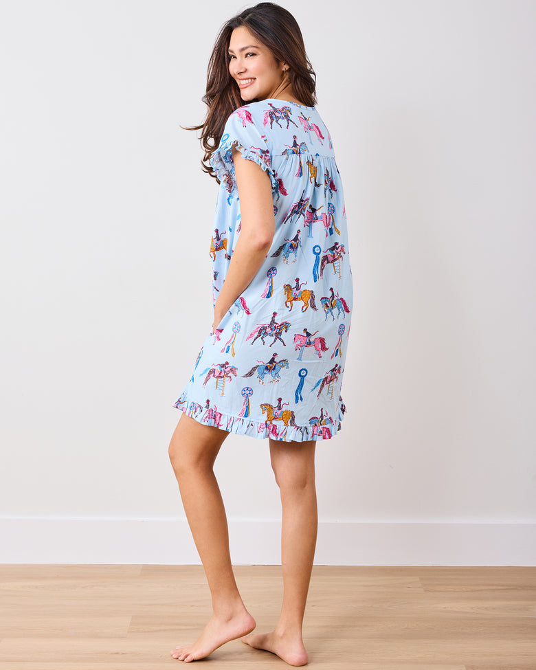 Horse Show - Pintuck Nightgown - Blue Ribbon - Printfresh