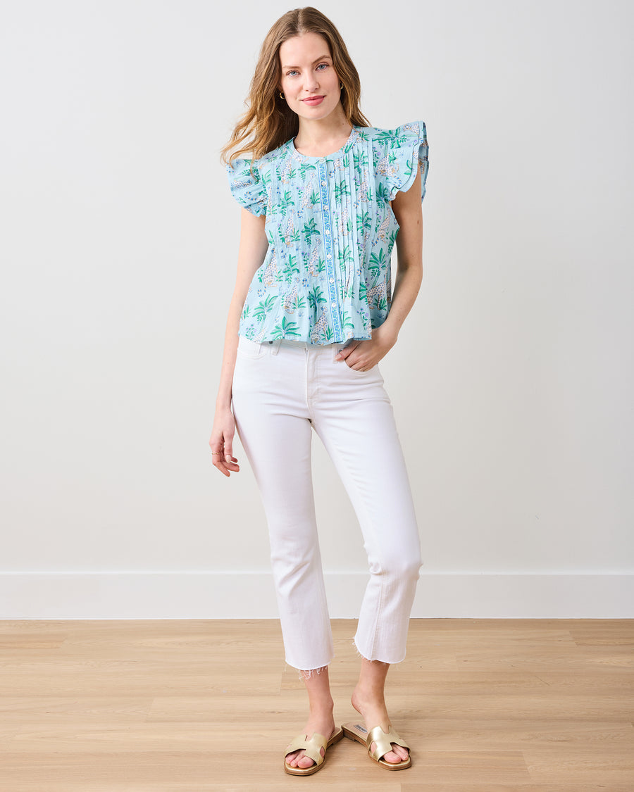 Leopard Mirage - Katie Blouse - Oasis Sky - Printfresh