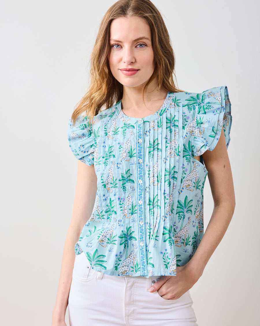 Leopard Mirage - Katie Blouse - Oasis Sky - Printfresh