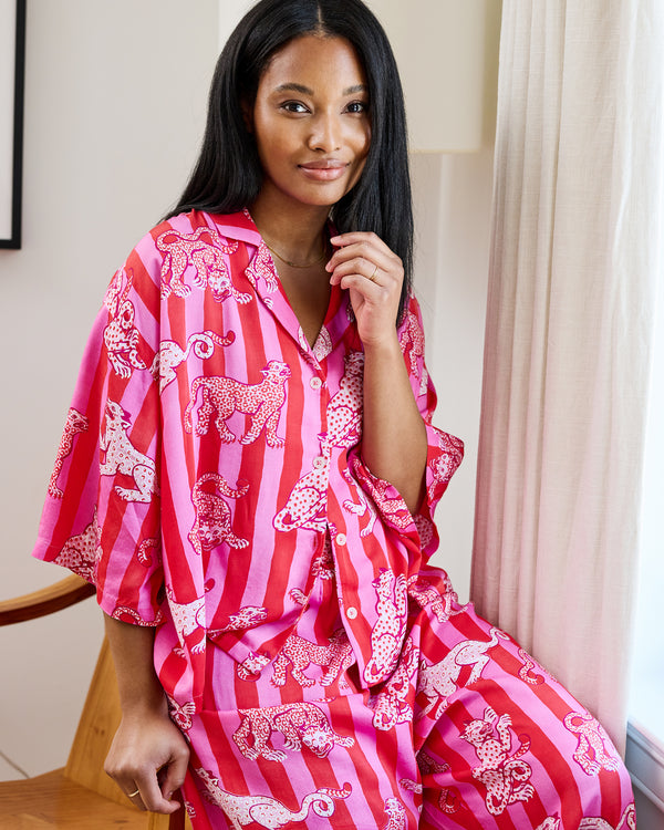 Leopard Stripes - Eco Satin Wildest Dreams Set - Pink Cabana - Printfresh