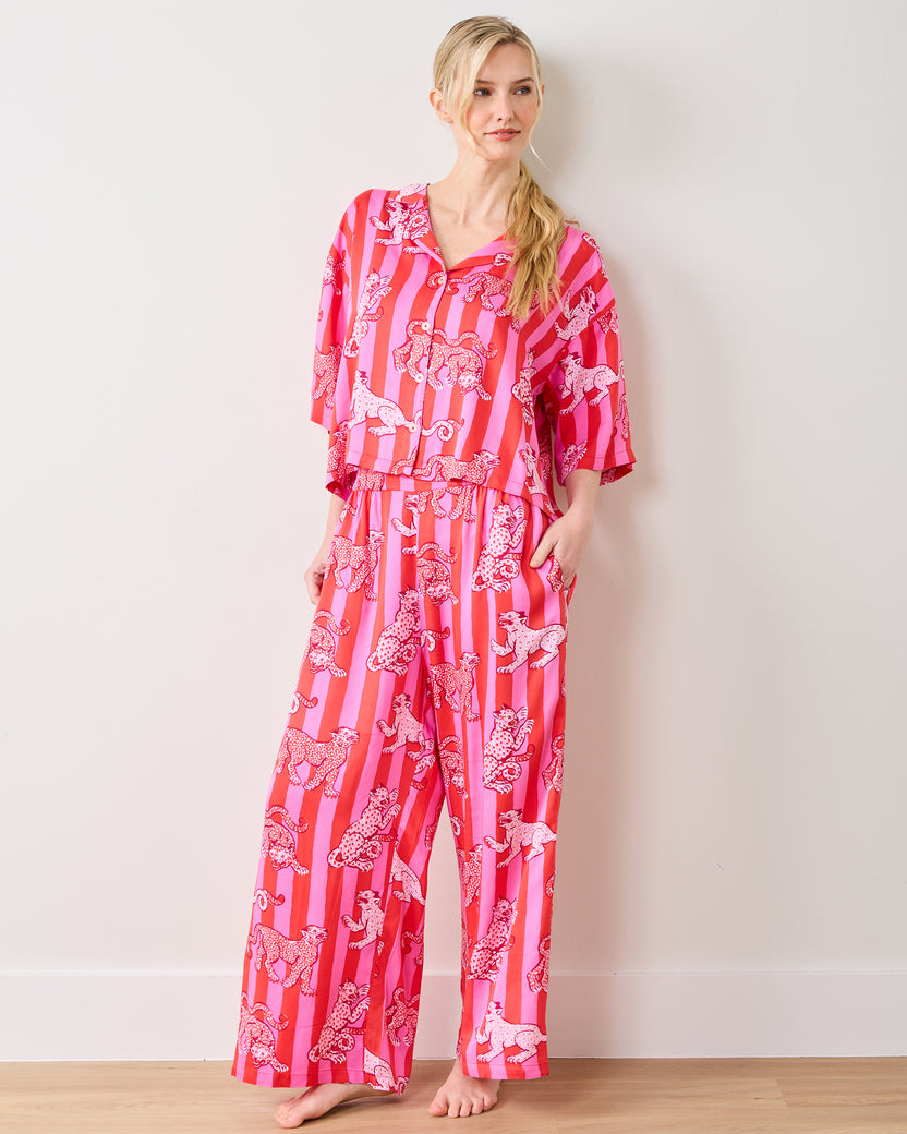 Leopard Stripes - Eco Satin Wildest Dreams Set - Pink Cabana - Printfresh
