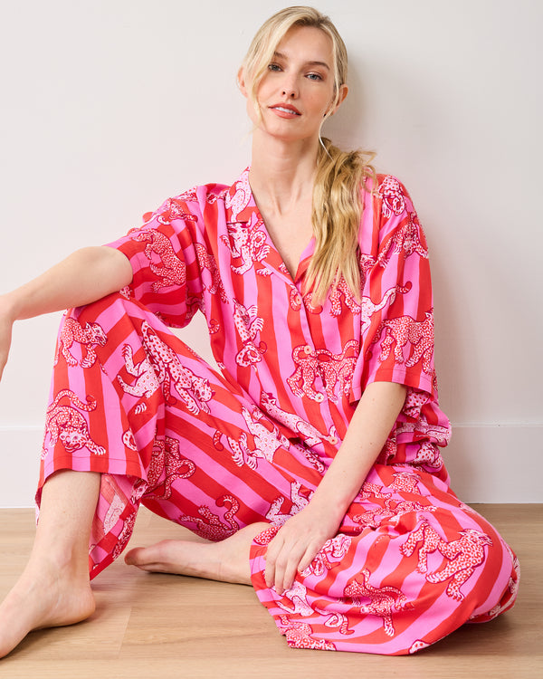 Leopard Stripes - Eco Satin Wildest Dreams Set - Pink Cabana - Printfresh