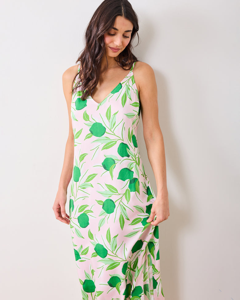 Lime Zest - Eco Satin Chic To Sleep Nightie - Pink Salt - Printfresh