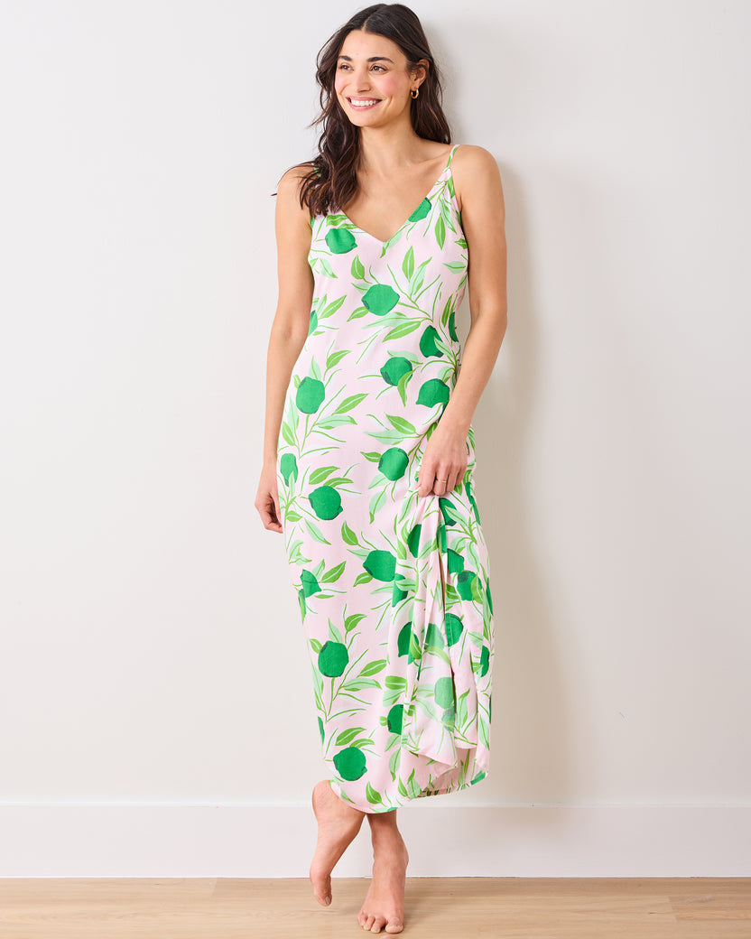 Lime Zest - Eco Satin Chic To Sleep Nightie - Pink Salt - Printfresh