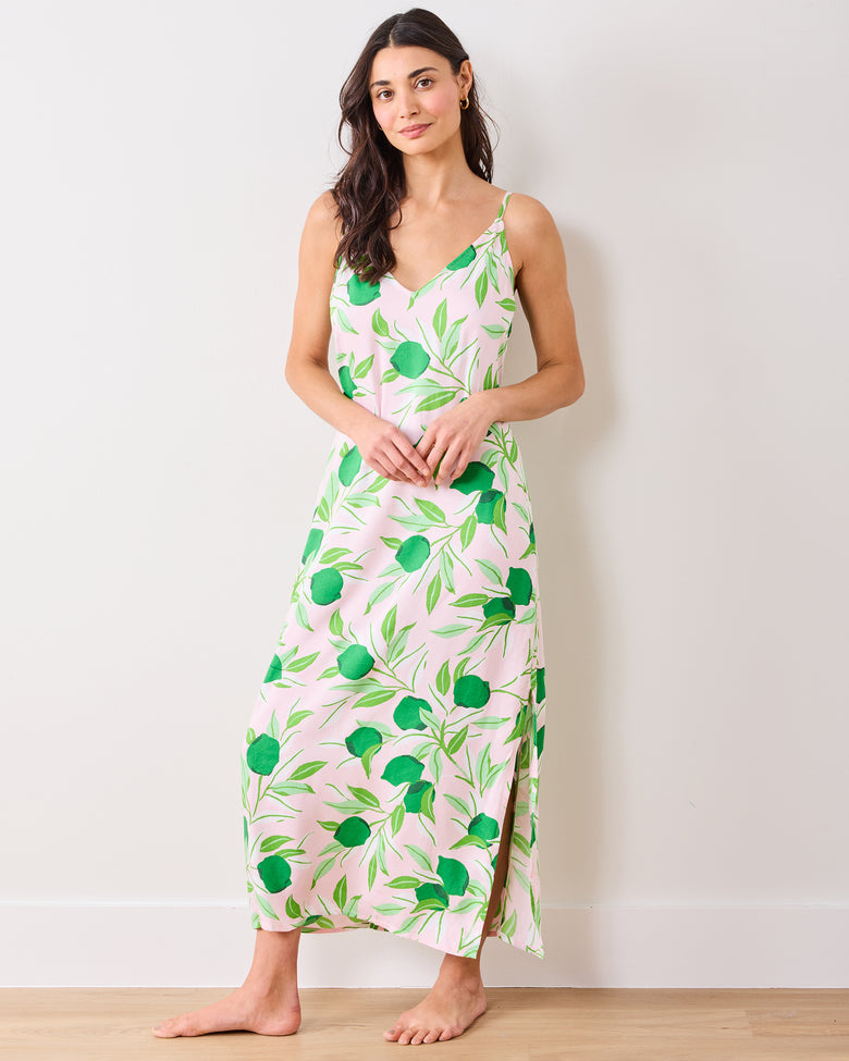Lime Zest - Eco Satin Chic To Sleep Nightie - Pink Salt - Printfresh