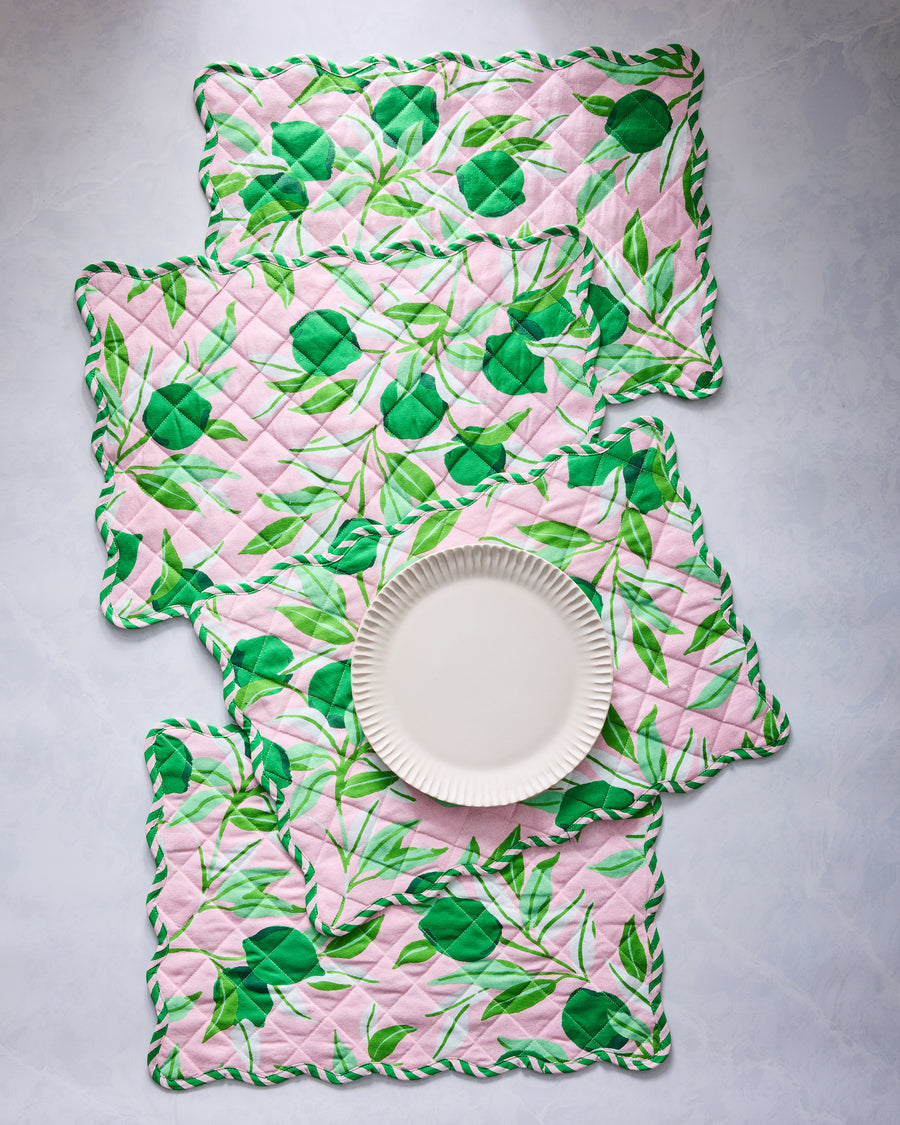 Lime Zest - Placemats Set Of 4 - Pink Salt - Printfresh