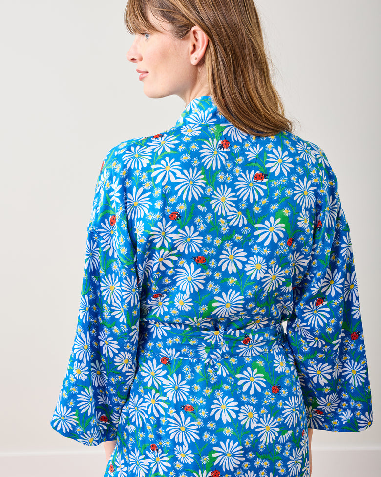 Lucky Daisy - Eco Satin Glam Mini Robe - Deep Cobalt - Printfresh