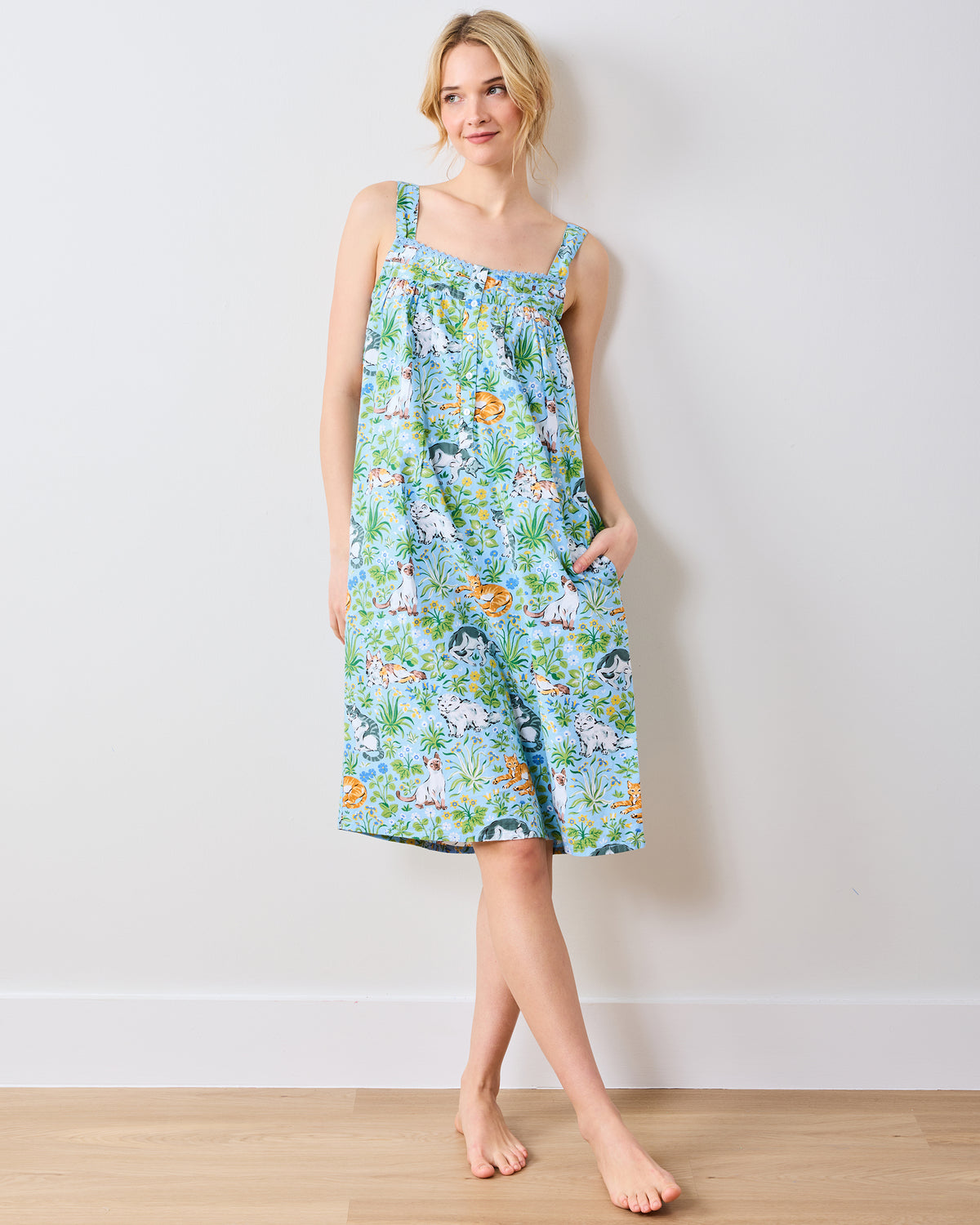 Must Love Cats - Back To Bed Nightgown - Cornflower - Printfresh