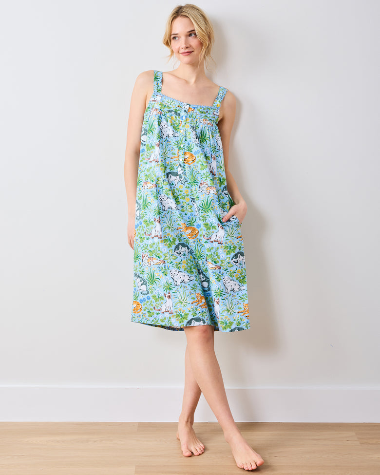 Must Love Cats - Back To Bed Nightgown - Cornflower - Printfresh