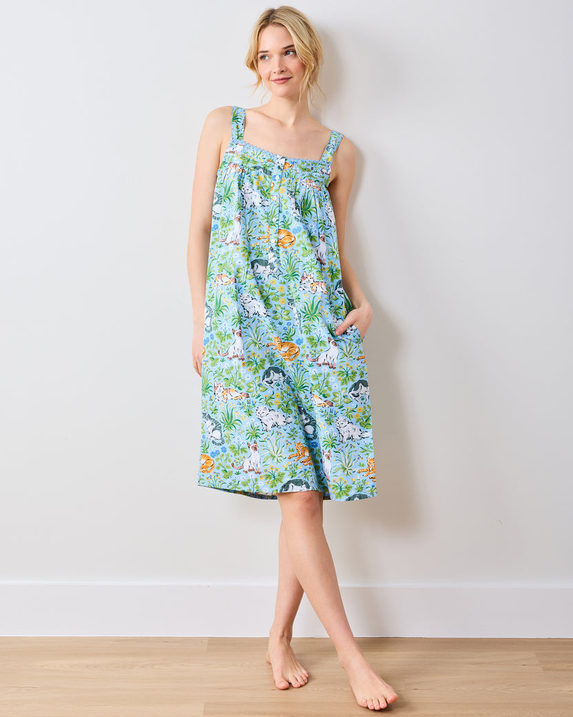 Must Love Cats - Back To Bed Nightgown - Cornflower - Printfresh