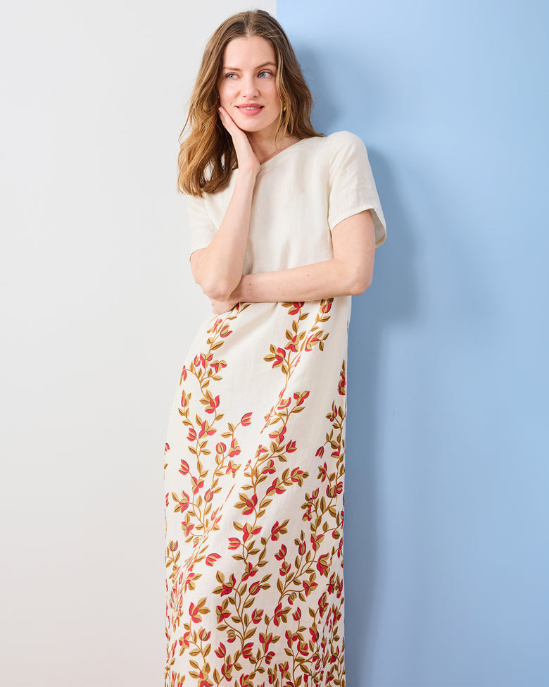 Printfresh x Pencil & Paper Linen Shift Dress in PF + Pencil & Paper Co. Petal Climber | Women's M | White Printfresh x Pencil & Paper Linen Shift Dress in PF + Pencil & Paper Co. Petal Climber | Women's M | White