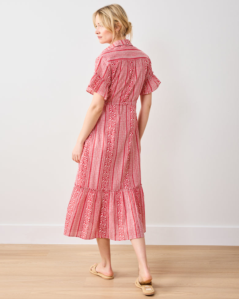 Printfresh x Pencil & Paper Organic Cotton Flutter-Sleeve Button-Front Midi Dress in PF + Pencil & Paper Co. Red Paisley | Women's M | Red Printfresh x Pencil & Paper Organic Cotton Flutter-Sleeve Button-Front Midi Dress in PF + Pencil & Paper Co. Red Paisley | Women's M | Red