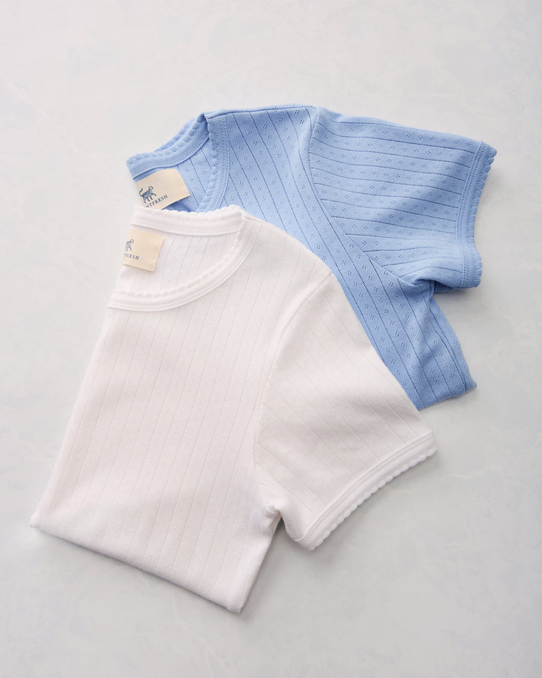 2-Piece Pointelle Tee Bundle - Misty Blue/Cloud - Printfresh