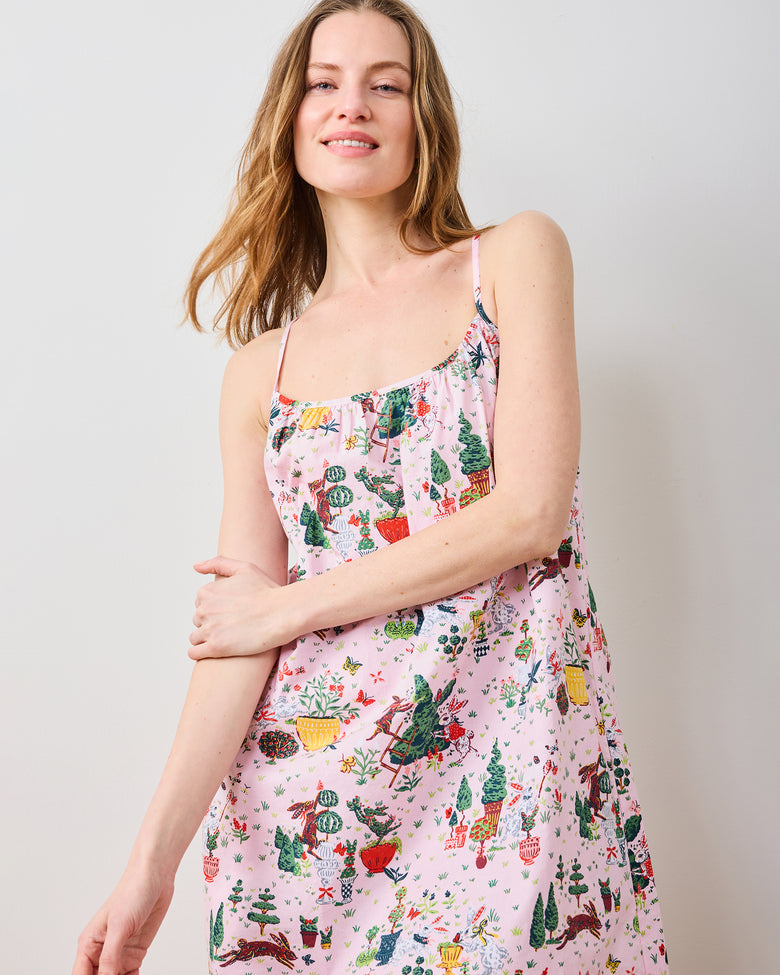 Rabbit Topiary - Cami Nightgown - Easter Pink - Printfresh