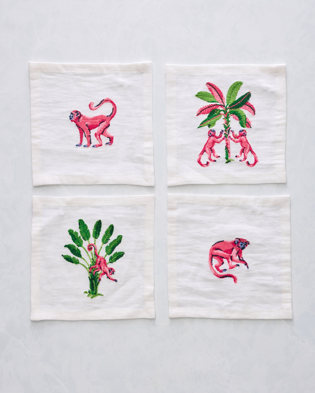 Royal Palms - Cocktail Napkins Set Of 4 - Pink Basil - Printfresh