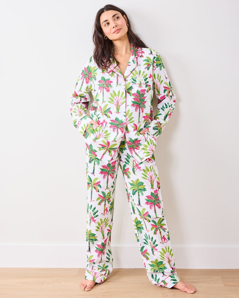 Royal Palms - Long PJ Set - Pink Basil - Printfresh