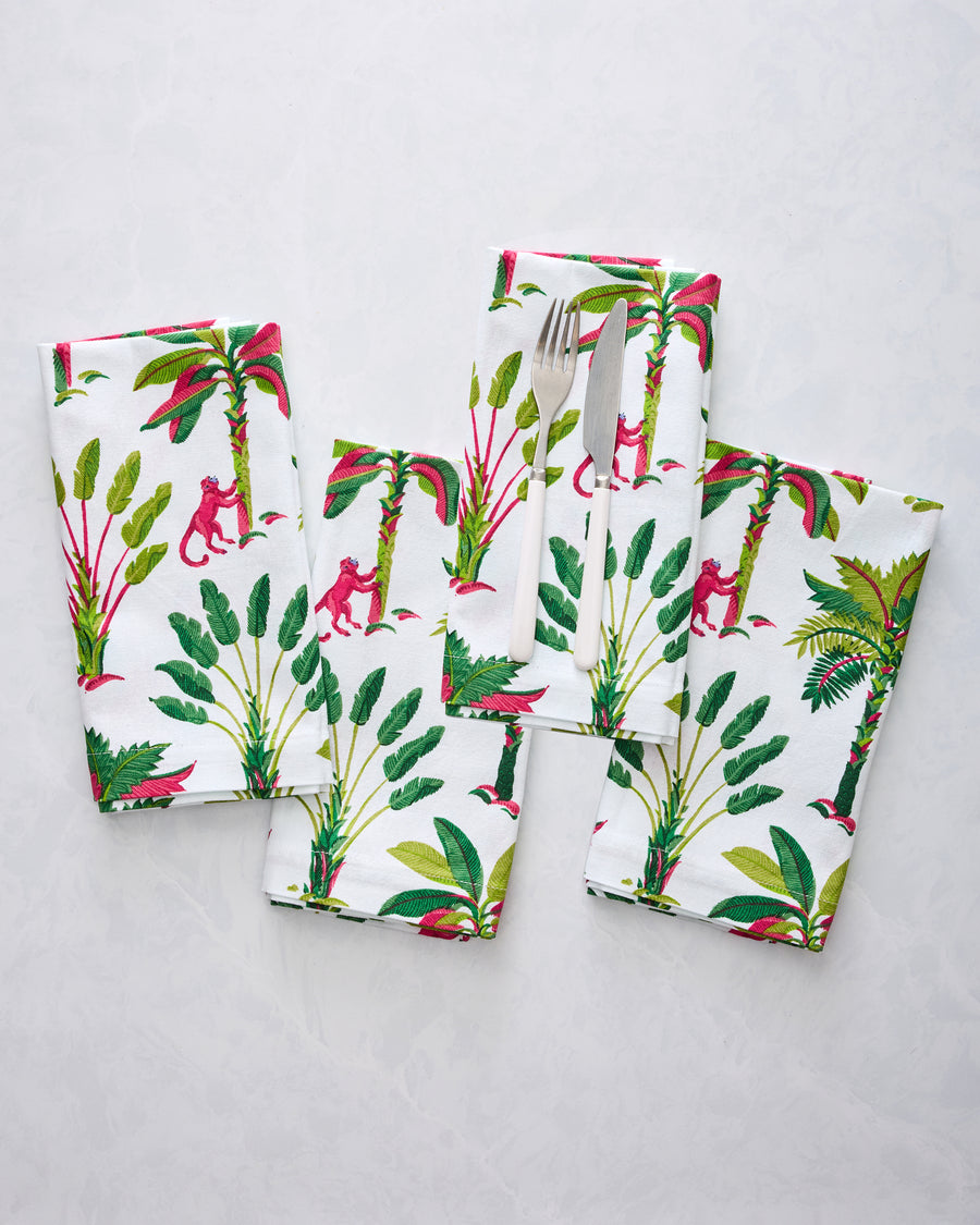 Royal Palms - Dinner Napkins Set Of 4 - Pink Basil - Printfresh