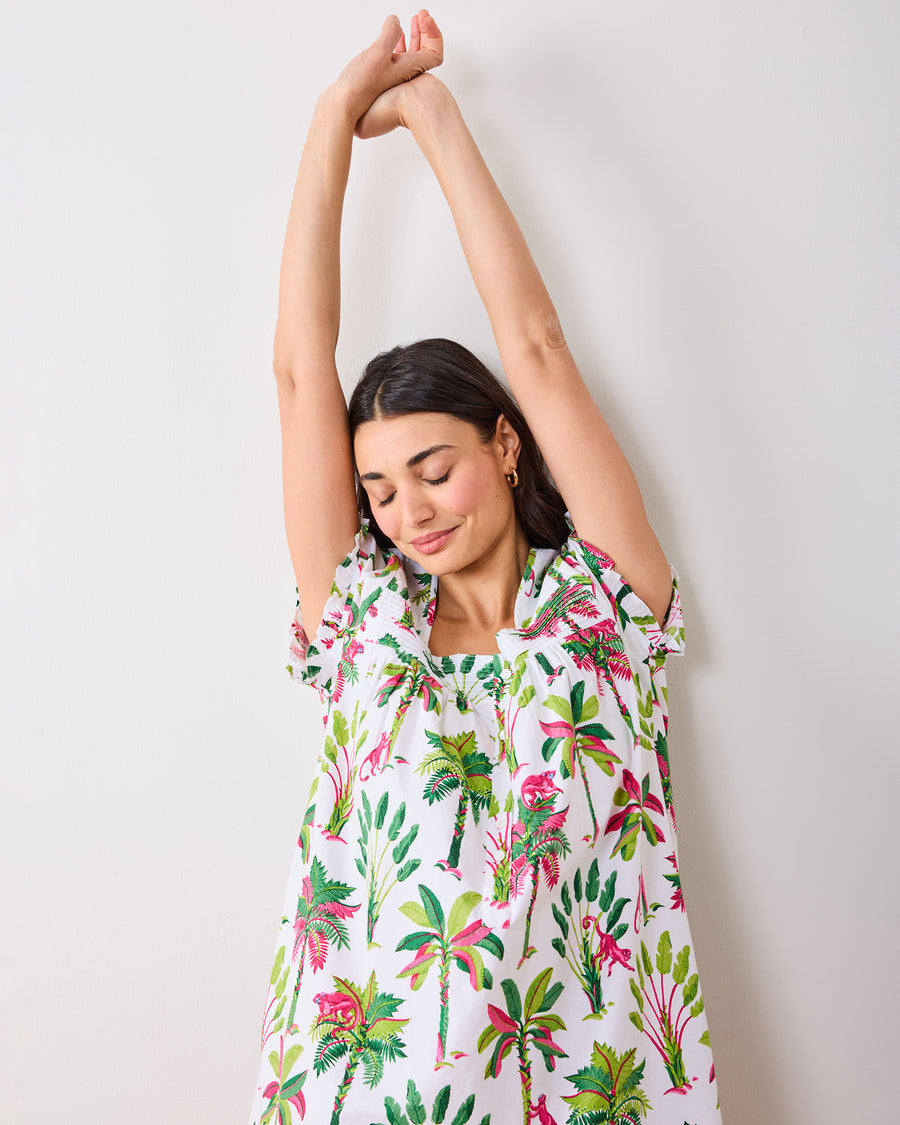 Royal Palms - Pintuck Nightgown - Pink Basil - Printfresh