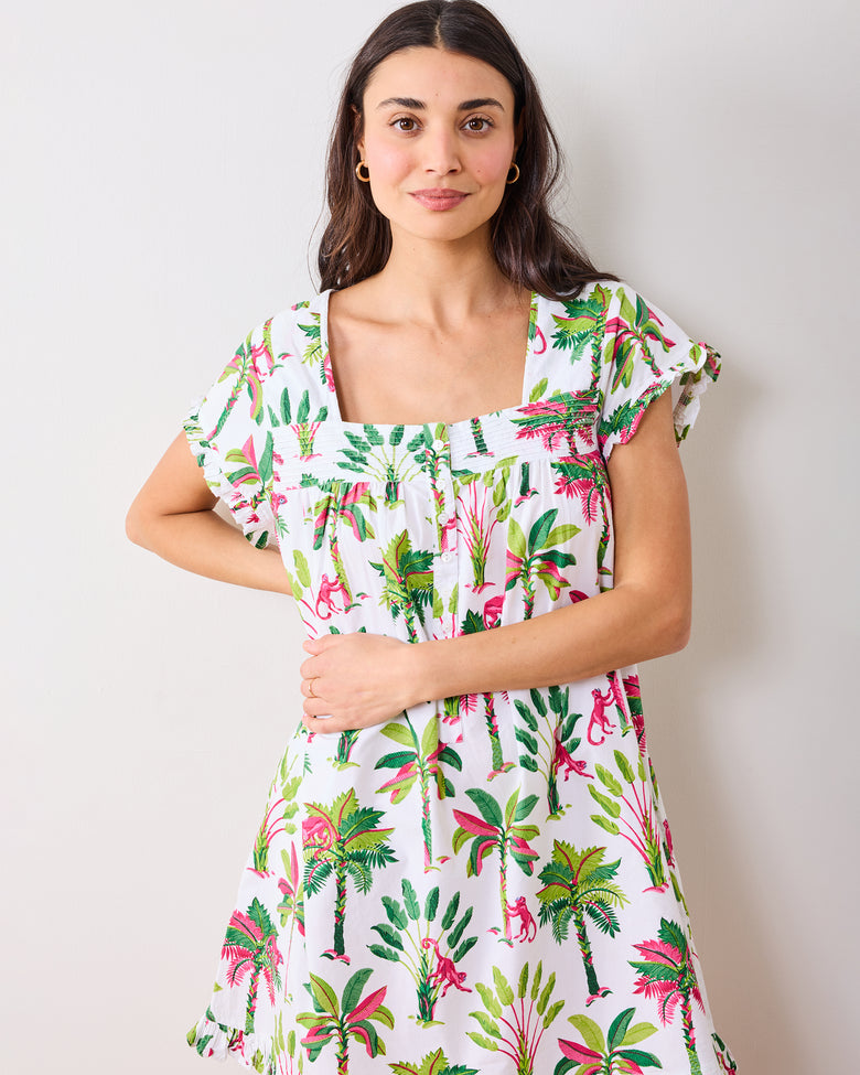 Royal Palms - Pintuck Nightgown - Pink Basil - Printfresh
