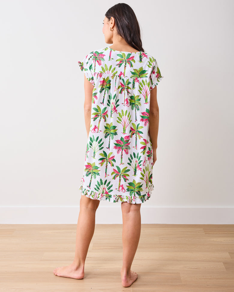 Royal Palms - Pintuck Nightgown - Pink Basil - Printfresh