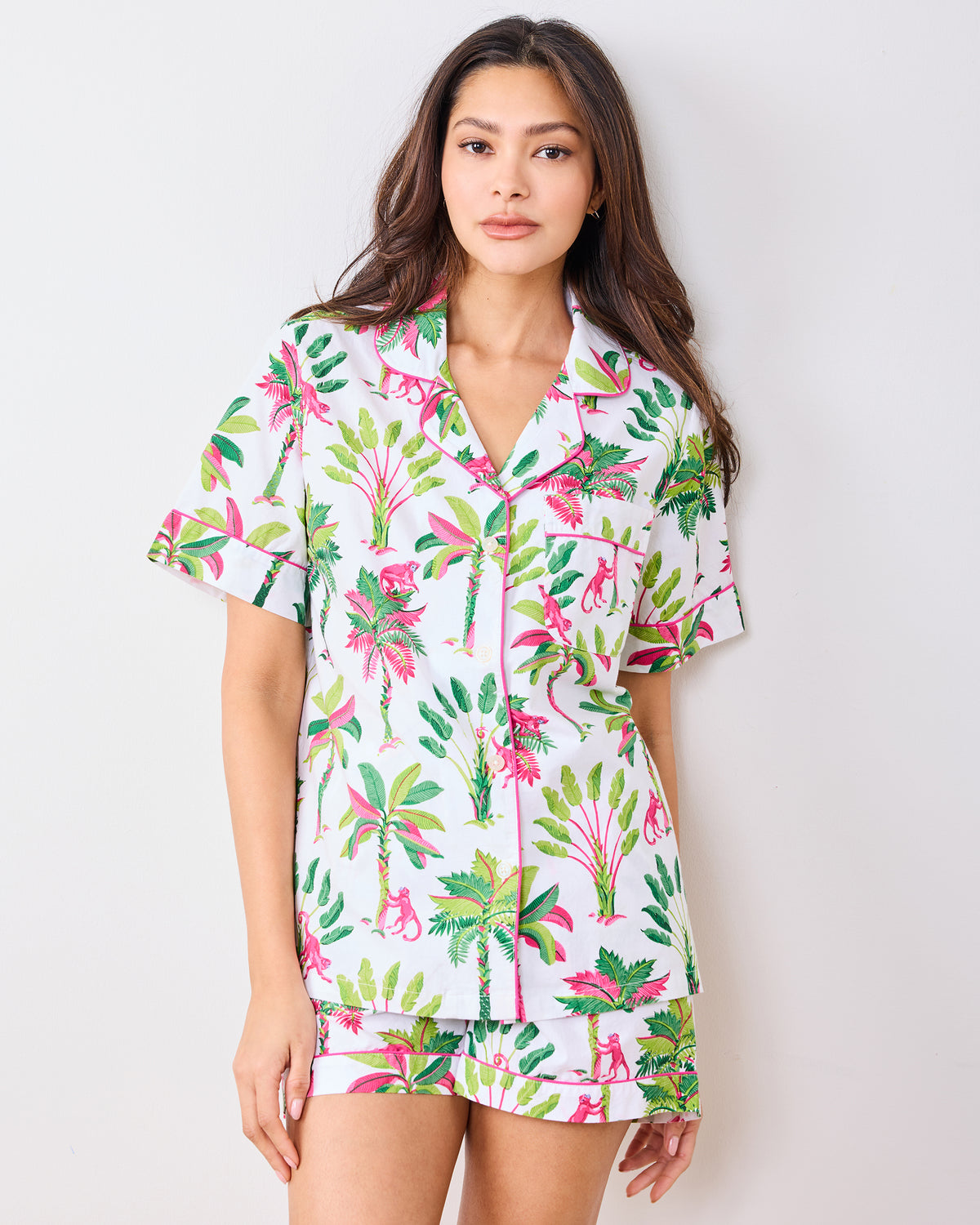 Royal Palms - Short PJ Set - Pink Basil - Printfresh