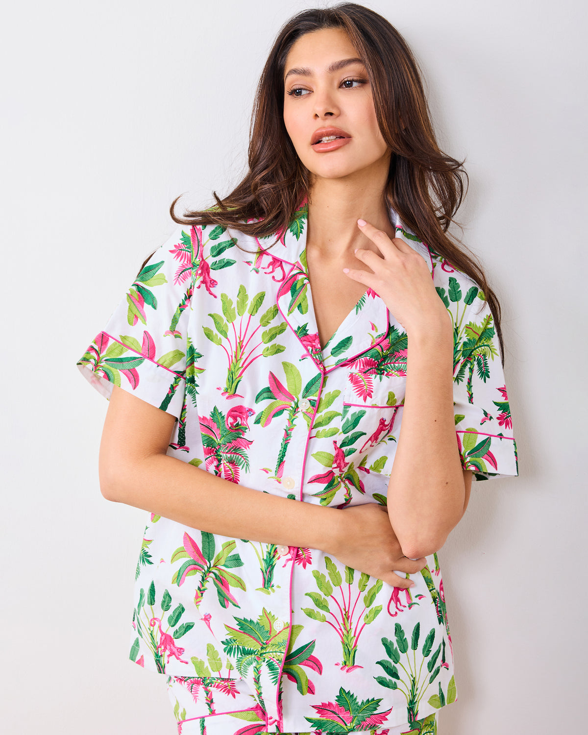 Royal Palms - Short PJ Set - Pink Basil - Printfresh