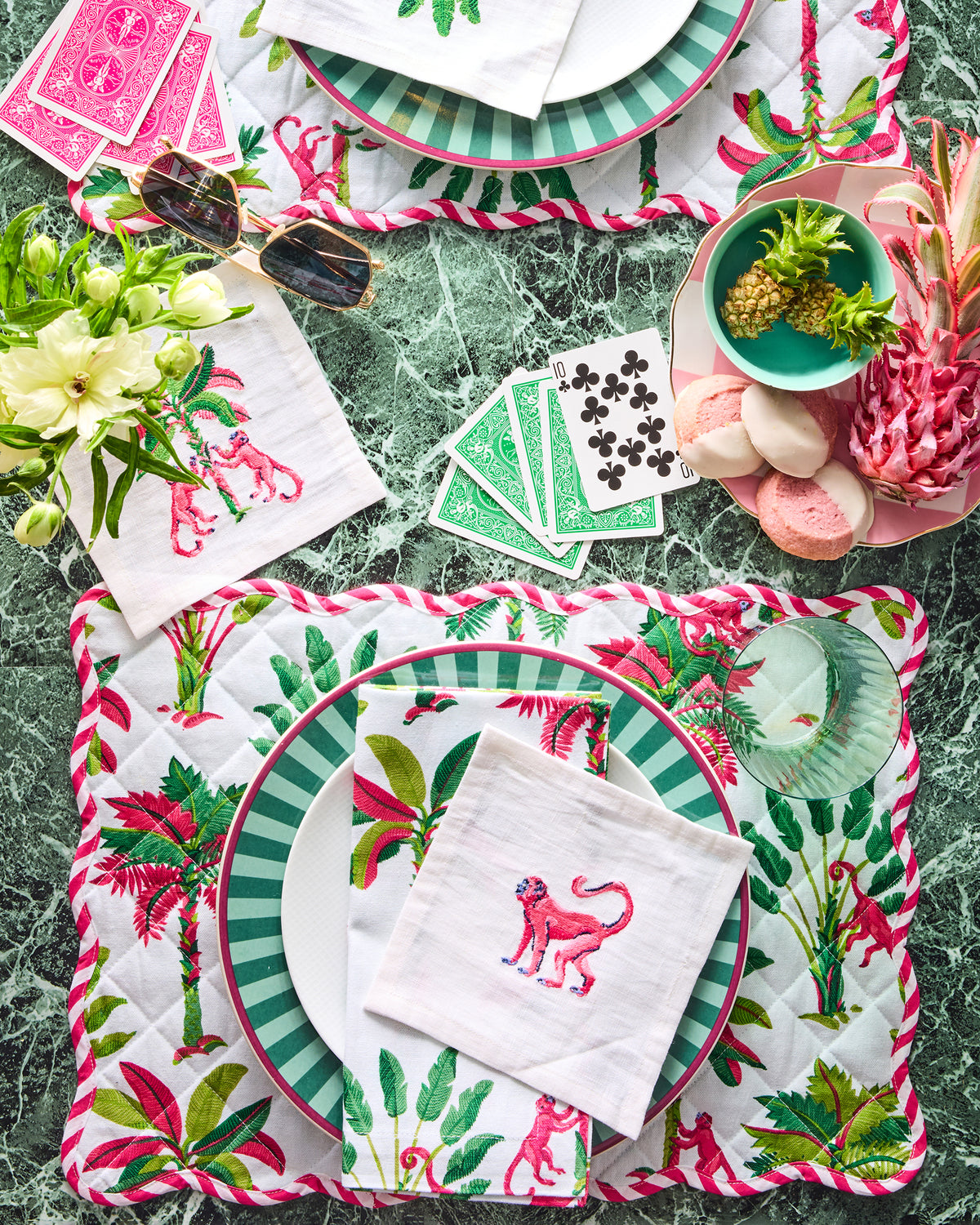 Royal Palms - Cocktail Napkins Set Of 4 - Pink Basil - Printfresh