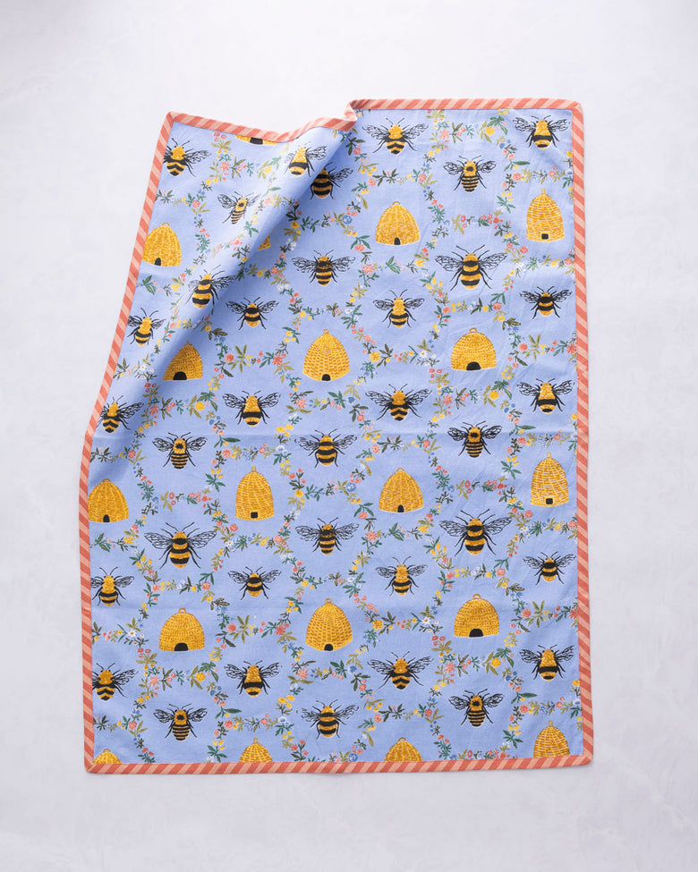 Sweet Bee - Tea Towels Set Of 2 - Soft Blue - Printfresh