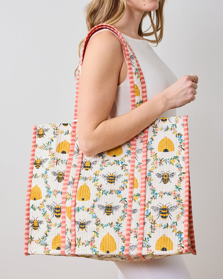 Sweet Bee - The Traveler Tote - Cream - Printfresh