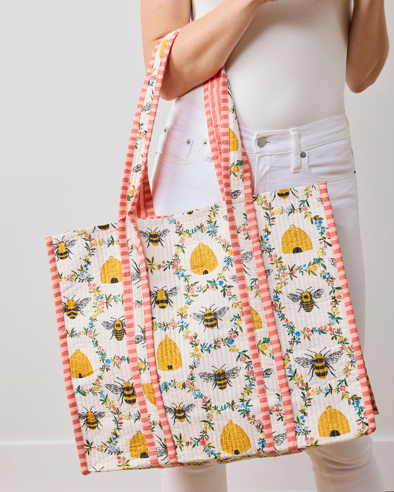 Sweet Bee - The Traveler Tote - Cream - Printfresh
