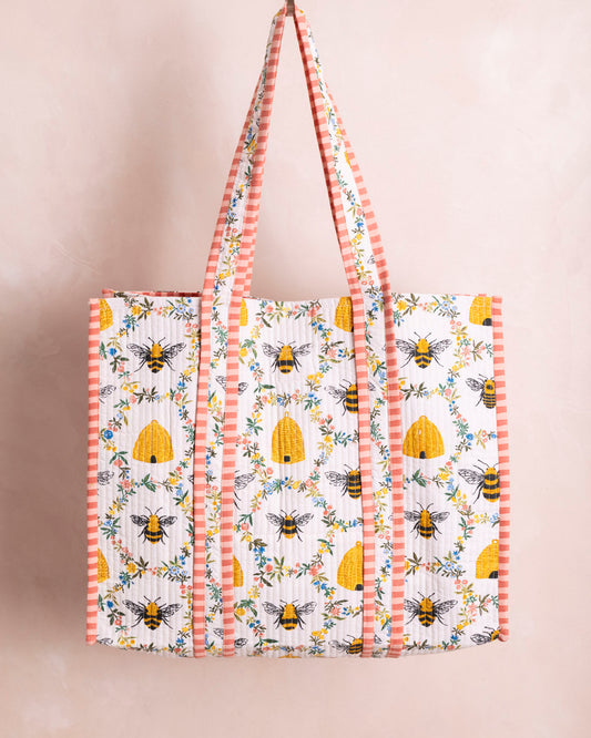 Sweet Bee - The Traveler Tote - Cream - Printfresh
