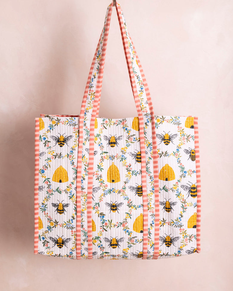 Sweet Bee - The Traveler Tote - Cream - Printfresh
