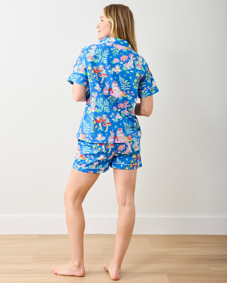 Tea Party - Short PJ Set -  Soft Cobalt - Printfresh
