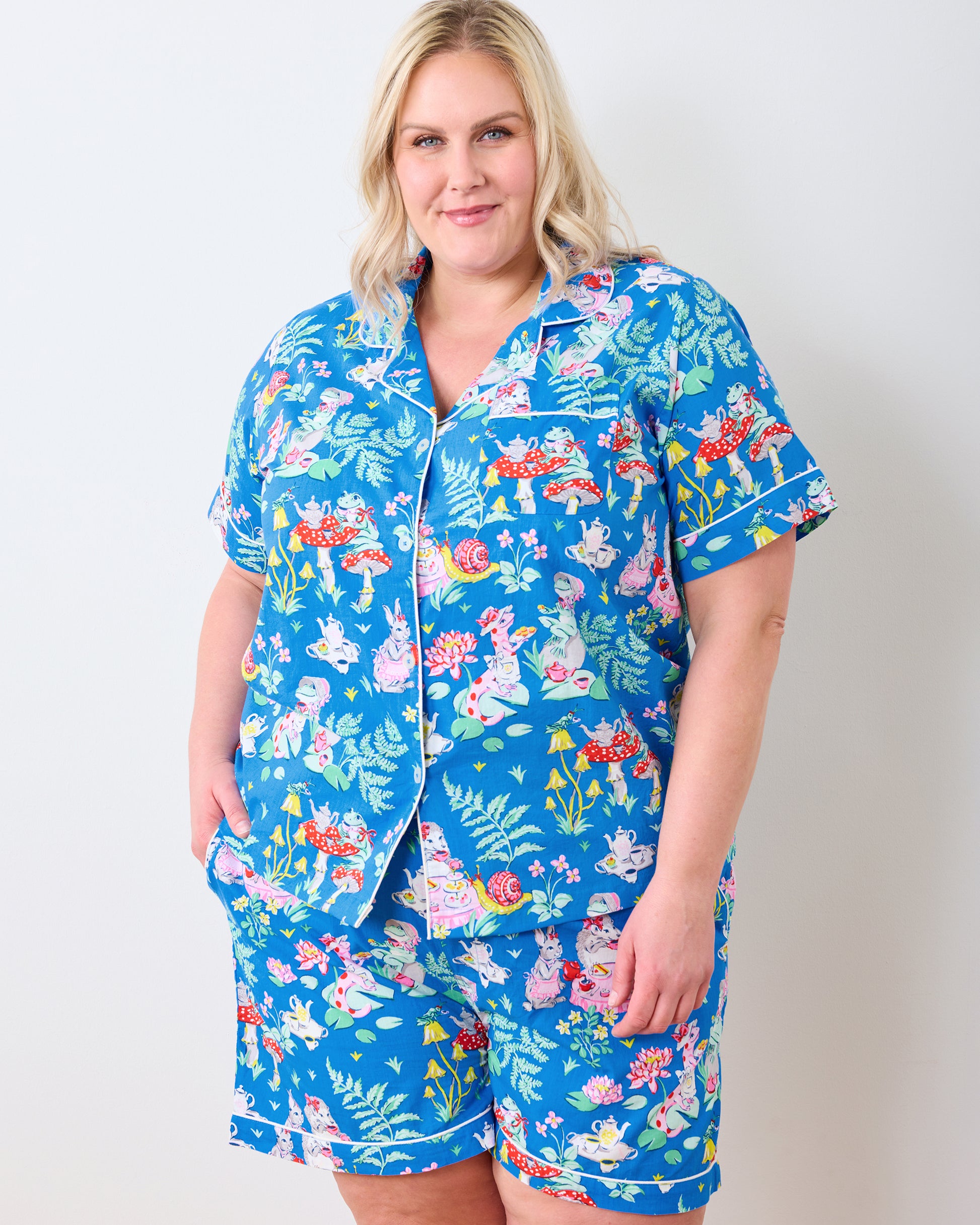 Tea Party - Short PJ Set - Soft Cobalt