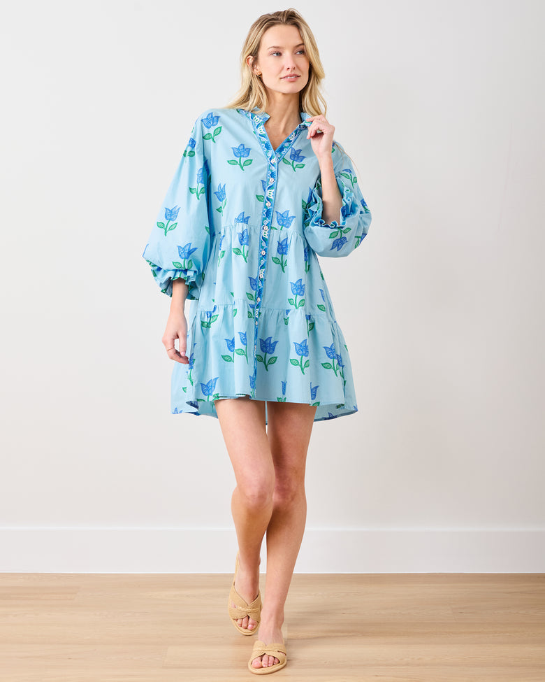 Tulip Bloom - Rosalita Dress - Oasis Sky - Printfresh