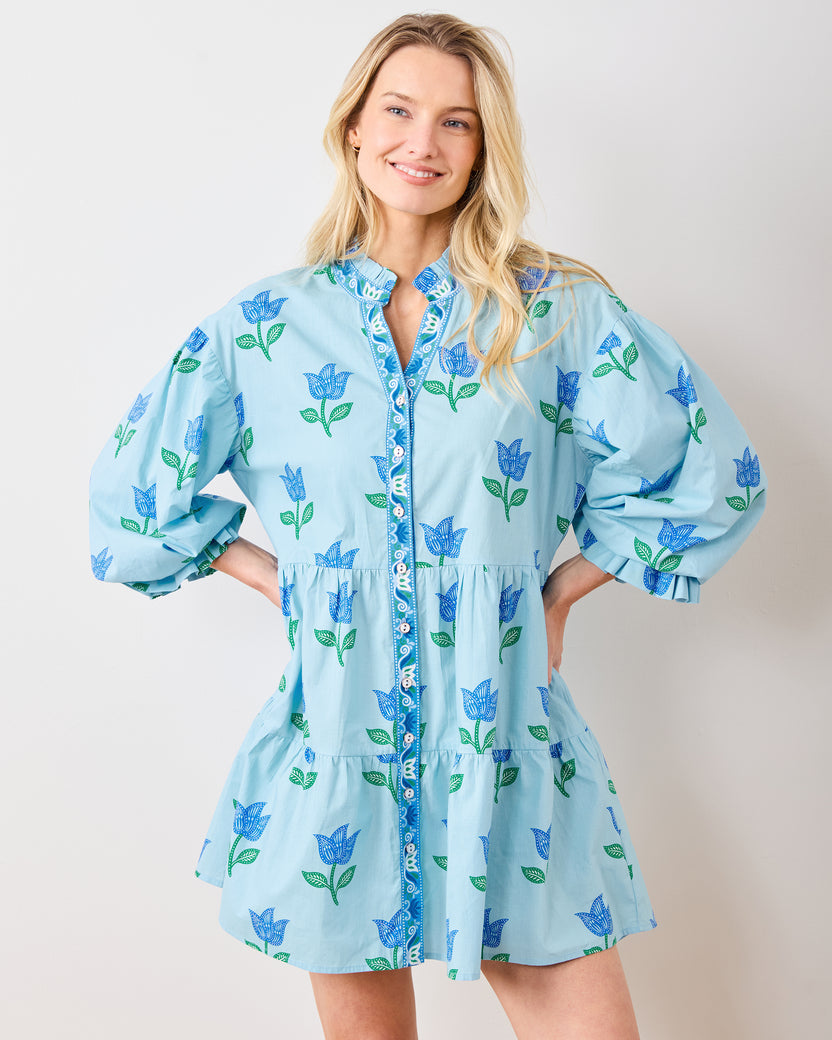 Tulip Bloom - Rosalita Dress - Oasis Sky - Printfresh