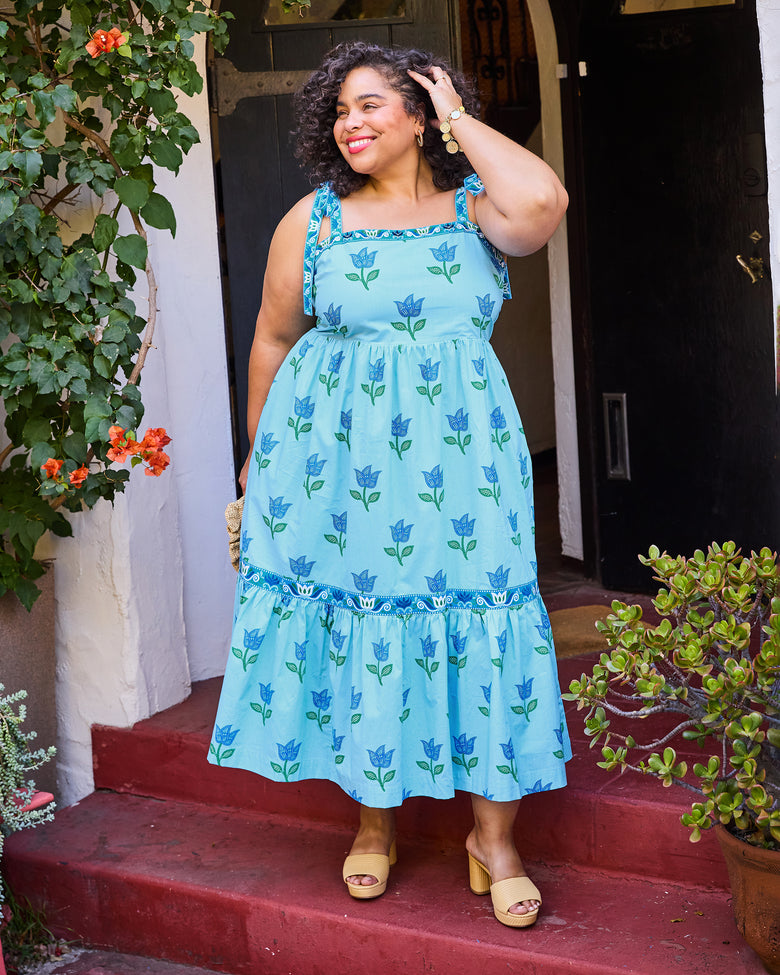 Tulip Bloom - Way Around Dress - Oasis Sky - Printfresh