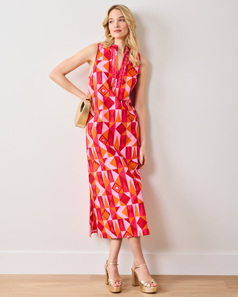 Underwater Mosaic - Ocean View Long Tunic Dress - Pink Crush - Printfresh