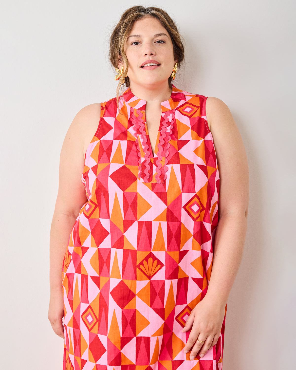 Underwater Mosaic - Ocean View Long Tunic Dress - Pink Crush - Printfresh