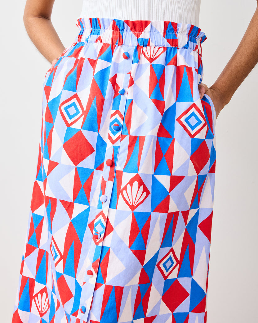 Underwater Mosaic - Escape Skirt - Retro Red - Printfresh