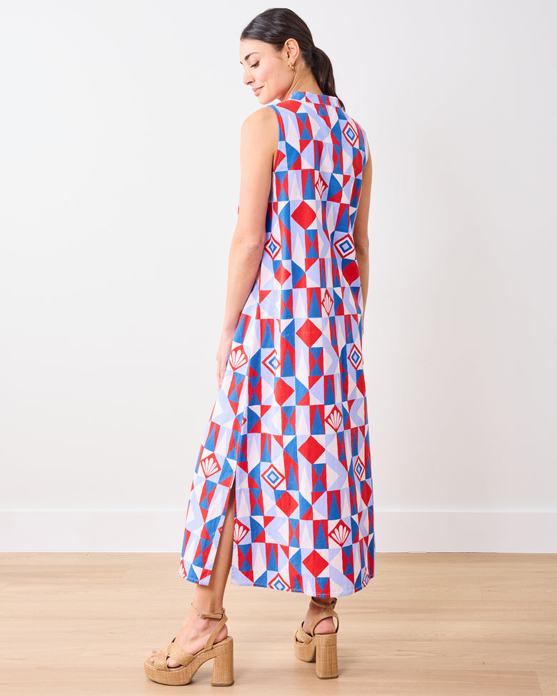 Underwater Mosaic - Ocean View Long Tunic Dress - Retro Red - Printfresh