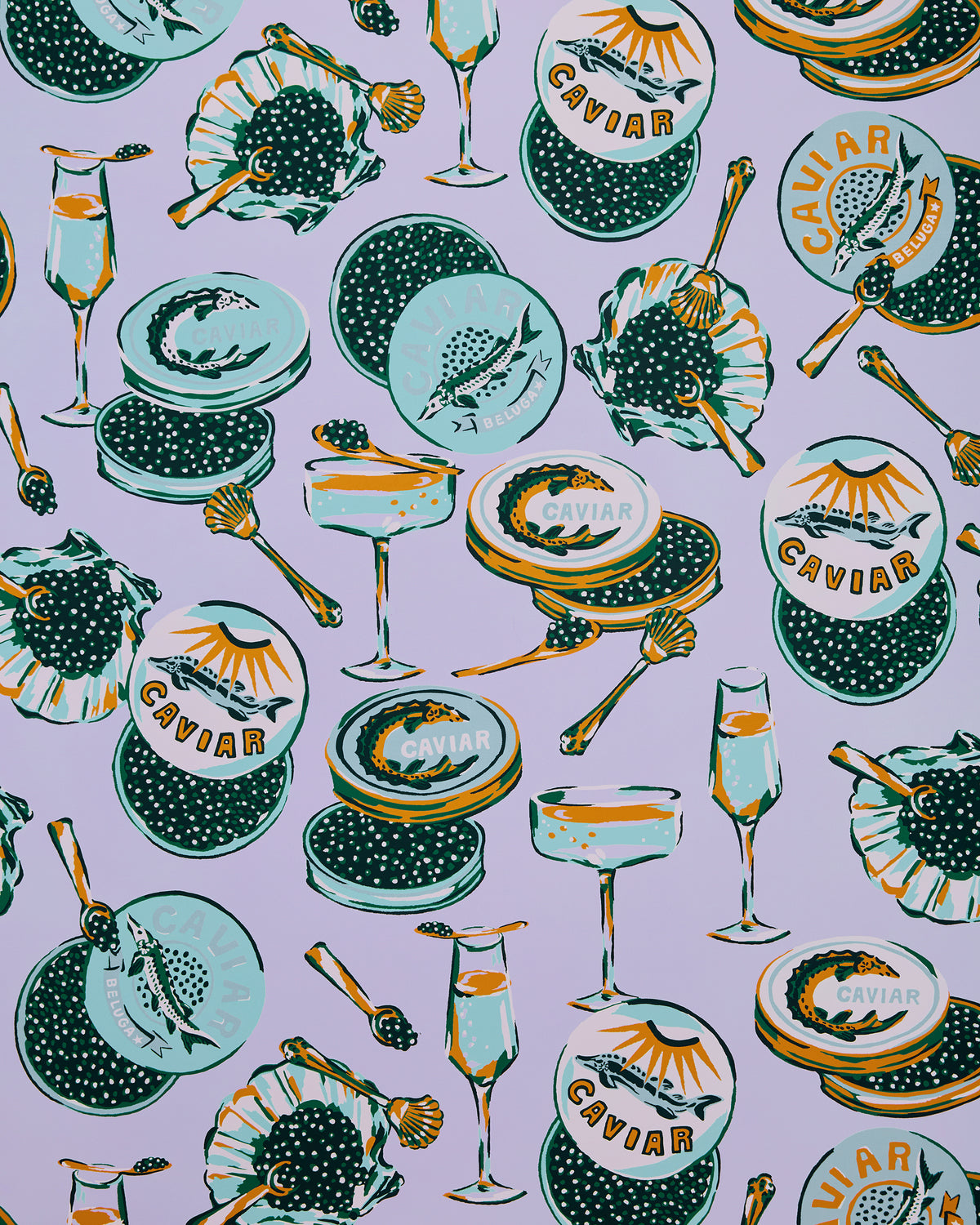 Champagne & Caviar - Peel & Stick Wallpaper - Lavender - Printfresh