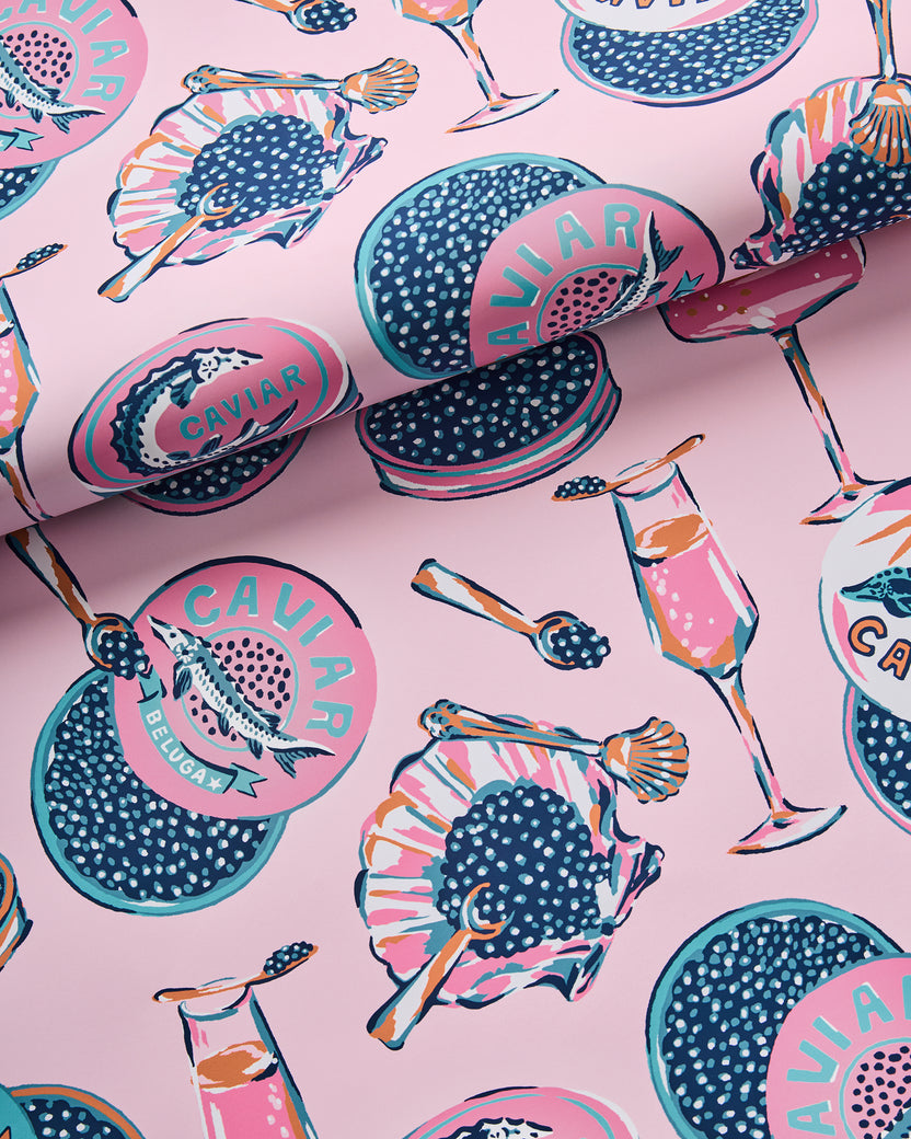Champagne & Caviar - Peel & Stick Wallpaper - Pink - Printfresh