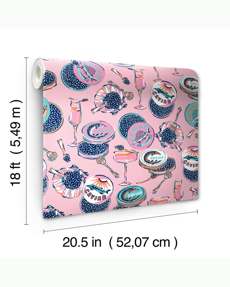 Champagne & Caviar - Peel & Stick Wallpaper - Pink - Printfresh