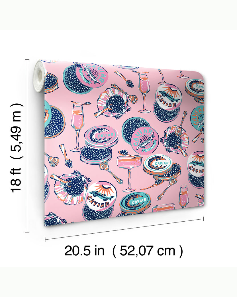 Champagne & Caviar - Peel & Stick Wallpaper - Pink - Printfresh