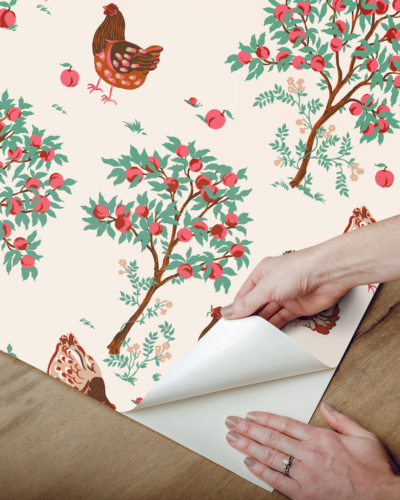 Hen House - Peel & Stick Wallpaper - Linen - Printfresh